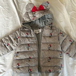 Gap baby Minnie Mouse puffer. 18-24m. Gray.